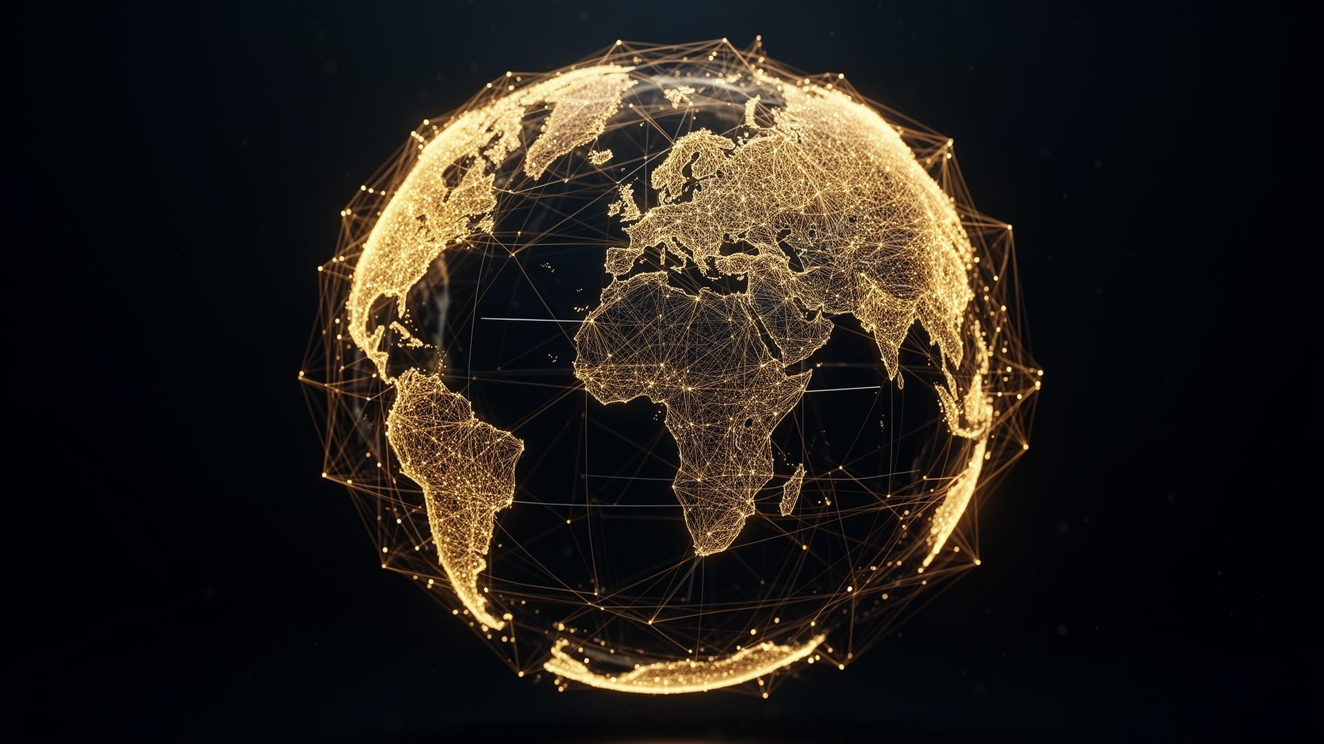 Golden digital globe representing global connectivity